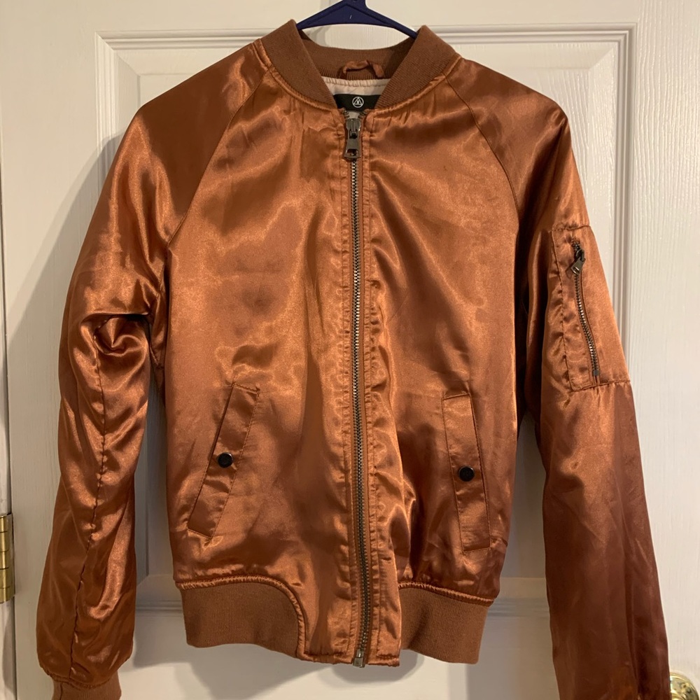 Misguided Copper Satin Bomber Jacket